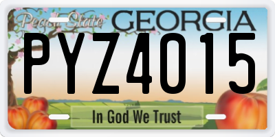 GA license plate PYZ4015