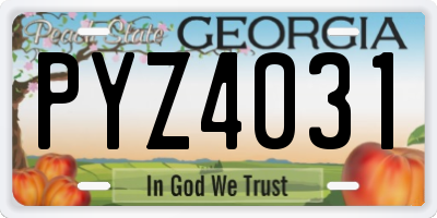 GA license plate PYZ4031