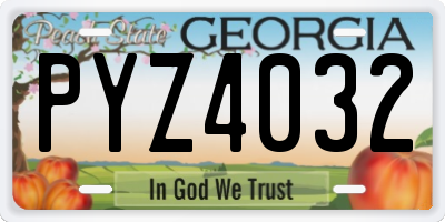 GA license plate PYZ4032