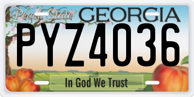 GA license plate PYZ4036