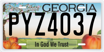 GA license plate PYZ4037