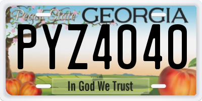GA license plate PYZ4040