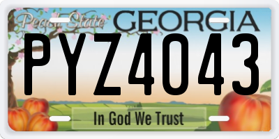 GA license plate PYZ4043