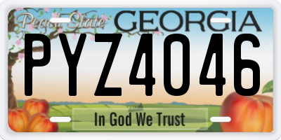 GA license plate PYZ4046