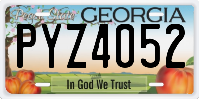 GA license plate PYZ4052