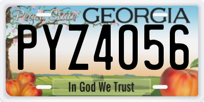 GA license plate PYZ4056