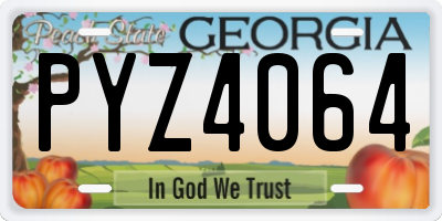 GA license plate PYZ4064
