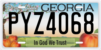 GA license plate PYZ4068