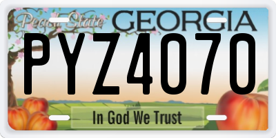 GA license plate PYZ4070