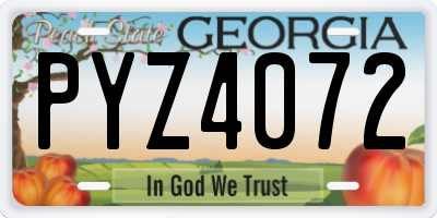 GA license plate PYZ4072