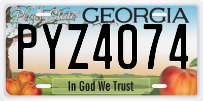 GA license plate PYZ4074