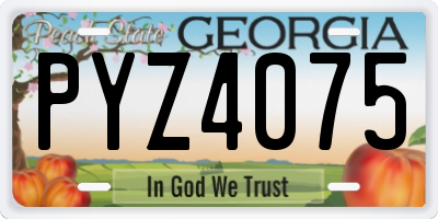 GA license plate PYZ4075
