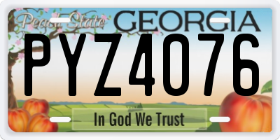 GA license plate PYZ4076