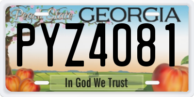 GA license plate PYZ4081