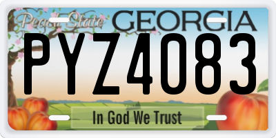 GA license plate PYZ4083