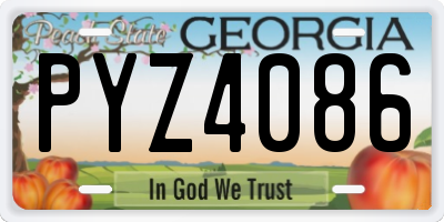 GA license plate PYZ4086