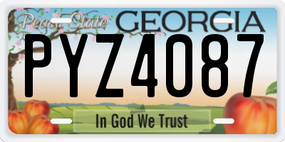 GA license plate PYZ4087