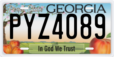 GA license plate PYZ4089