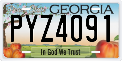 GA license plate PYZ4091