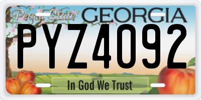 GA license plate PYZ4092