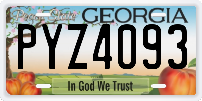 GA license plate PYZ4093