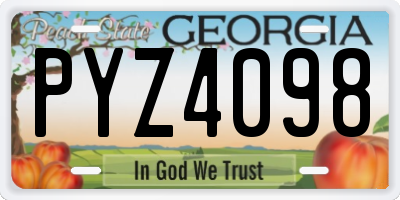 GA license plate PYZ4098