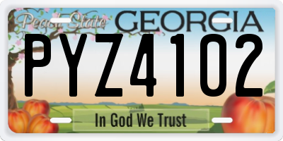 GA license plate PYZ4102