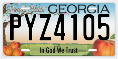 GA license plate PYZ4105