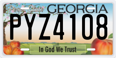 GA license plate PYZ4108