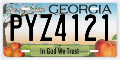 GA license plate PYZ4121