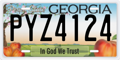 GA license plate PYZ4124