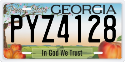 GA license plate PYZ4128