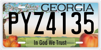 GA license plate PYZ4135