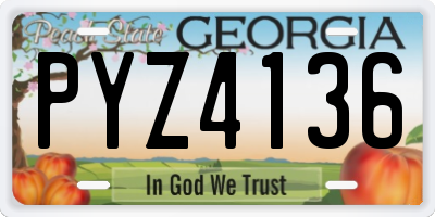 GA license plate PYZ4136