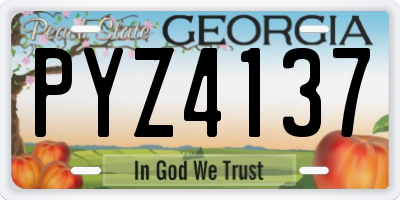 GA license plate PYZ4137