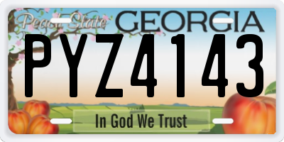 GA license plate PYZ4143