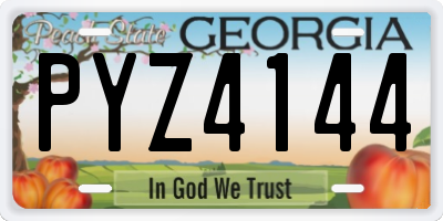 GA license plate PYZ4144