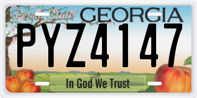 GA license plate PYZ4147