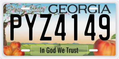GA license plate PYZ4149