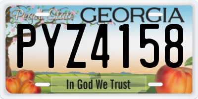 GA license plate PYZ4158