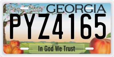 GA license plate PYZ4165