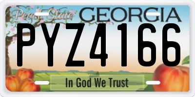 GA license plate PYZ4166
