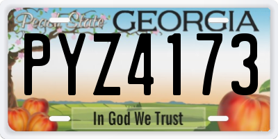 GA license plate PYZ4173