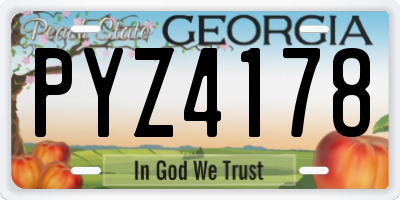 GA license plate PYZ4178