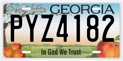 GA license plate PYZ4182