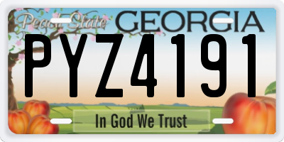 GA license plate PYZ4191