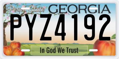 GA license plate PYZ4192