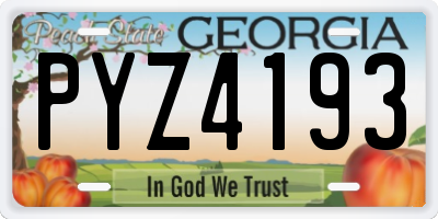 GA license plate PYZ4193