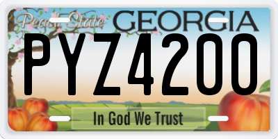 GA license plate PYZ4200