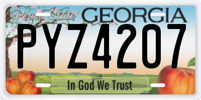 GA license plate PYZ4207